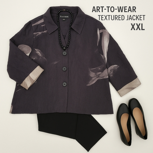 Donna White Coats Abstract Art-to-Wear Textured Jacket XXL - Picture 1 of 14